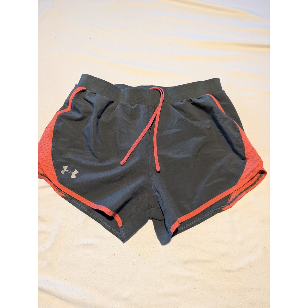 Under Armour HeatGear Fly By Running Shorts Gray Coral Pink Women Small - Picture 1 of 4